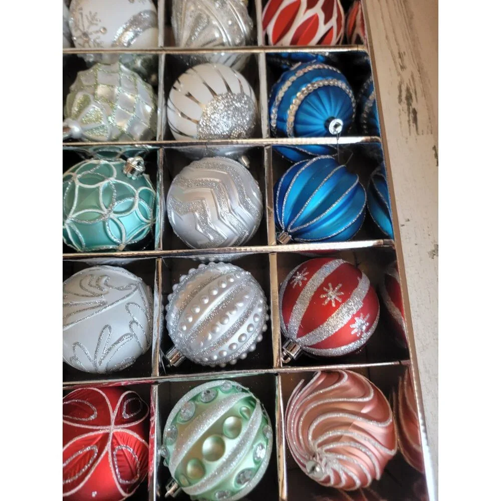 Shatterproof glitter unique variety ball ornaments set Xmas snowflake decor‎